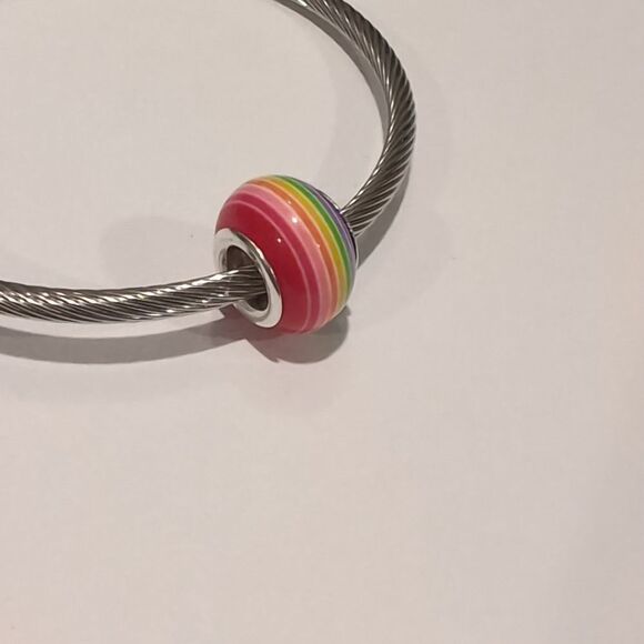 Silver Red Rainbow Charm for Pandora Style Bracelet - Picture 4 of 4